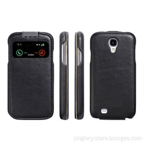 Leather Case for Samsung Galaxy S4 i9500 with Window Open, Flip Up and Down
